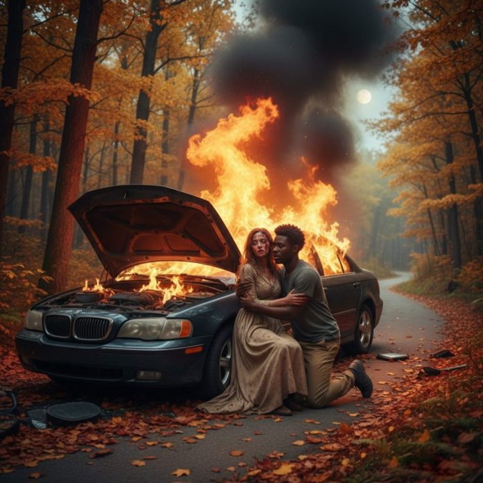 dreamina-2025-09-21-2386-A dramatic outdoor scene on a forest roa...