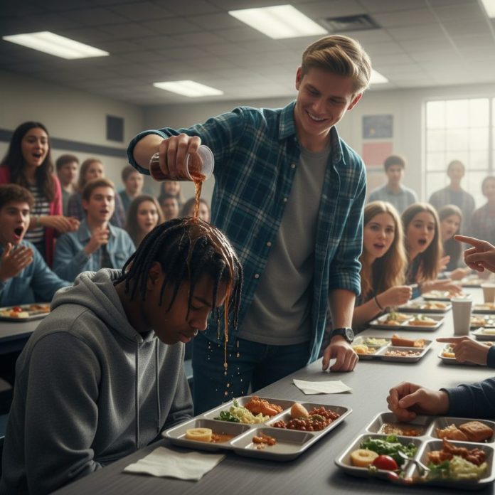 dreamina-2025-09-30-7591-A dramatic high school cafeteria scene. ...