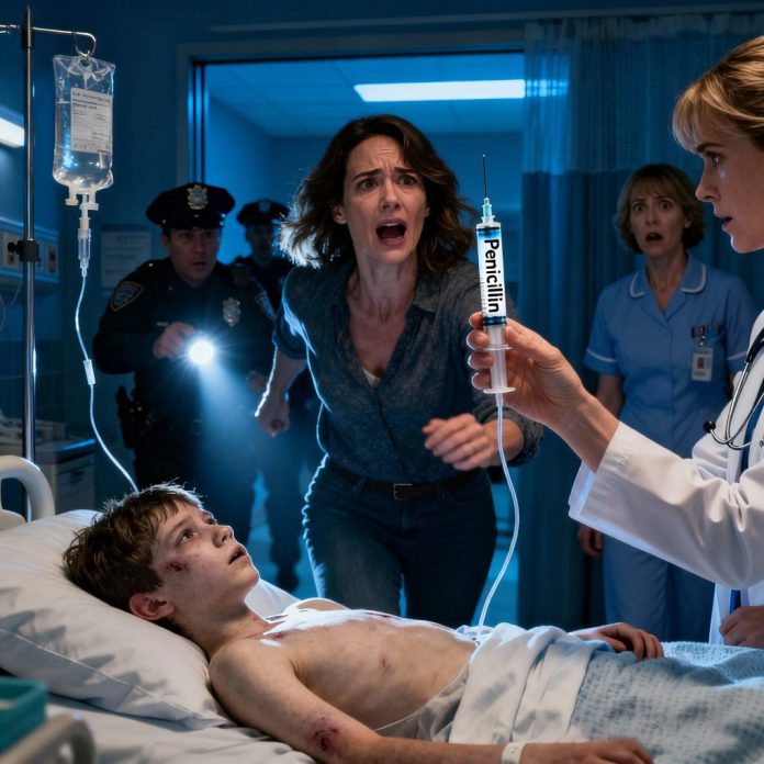 dreamina-2025-10-06-2714-A dramatic hospital scene at night — Gra...