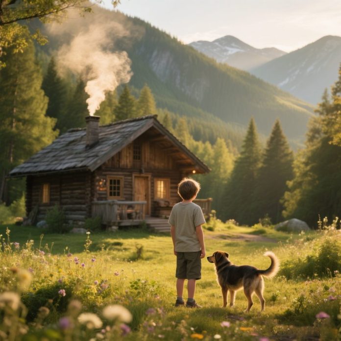 dreamina-2025-10-07-2336-A young boy standing with a loyal dog be...