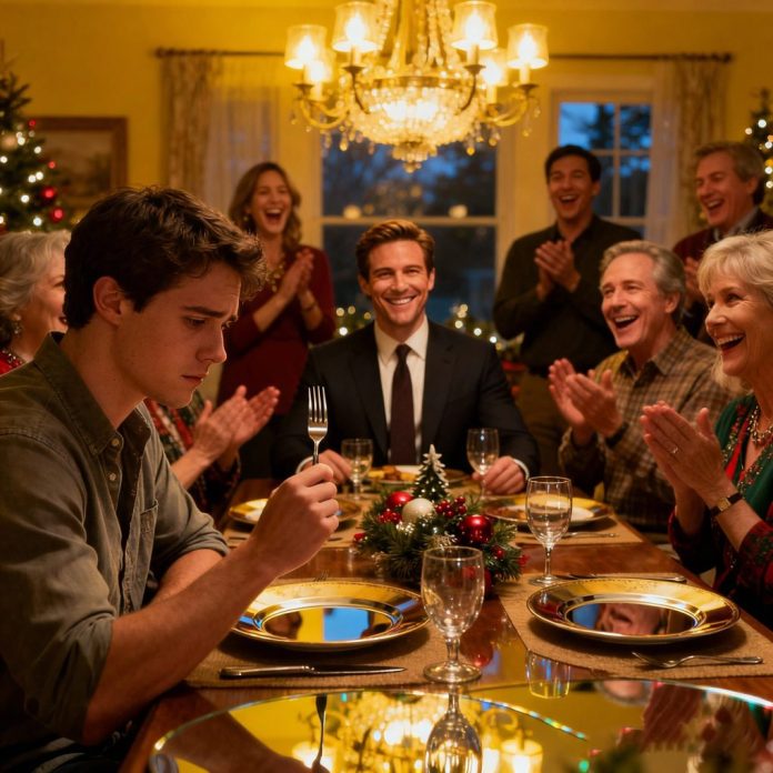 dreamina-2025-10-07-4825-A realistic family dinner scene in a coz...