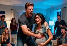 Husband scolded and beat his pregnant wife in front of friends to show off, her revenge left everyone speechless…