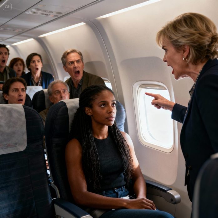 dreamina-2025-11-06-2744-A tense moment inside a modern airplane ...