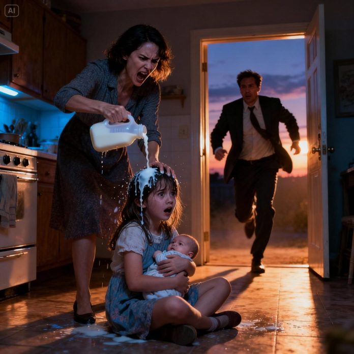 dreamina-2025-11-06-3713-Emotional scene in the kitchen at dusk. ...