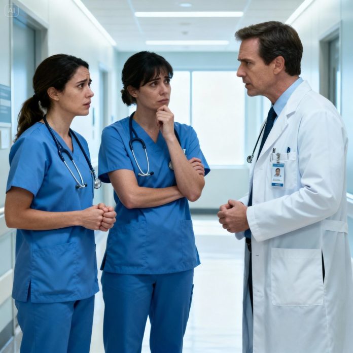 dreamina-2025-11-06-3870-Three medical staff stood side by side i...