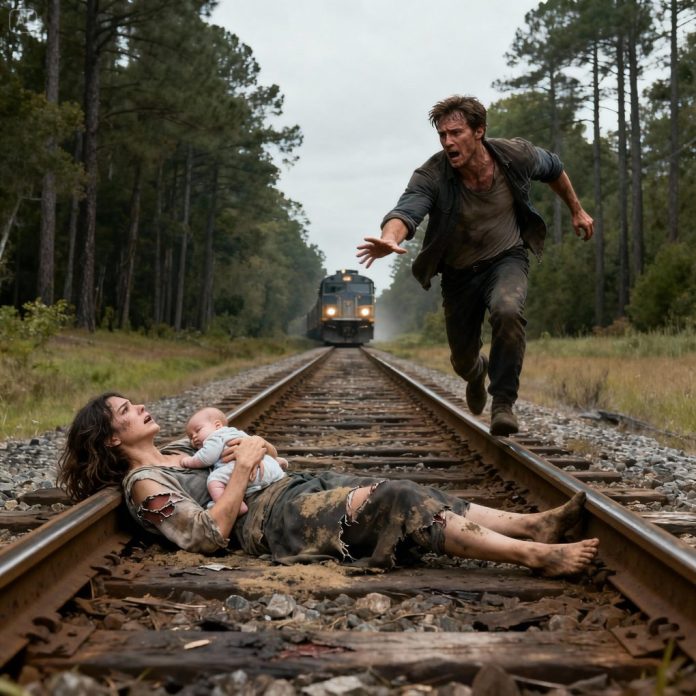 dreamina-2025-11-07-2508-A dramatic scene shot on a rural railway...