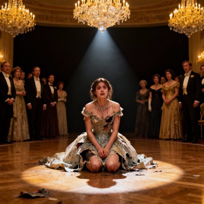 dreamina-2025-11-09-7558-A young woman kneeling on the floor in t...