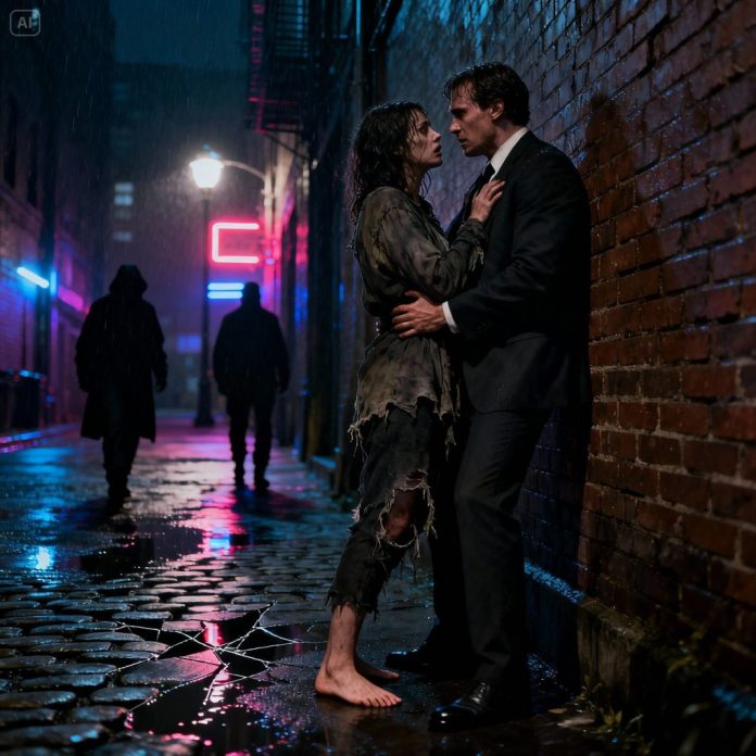 dreamina-2025-11-10-1829-A dark, rainy, neon-lit city alley at ni...