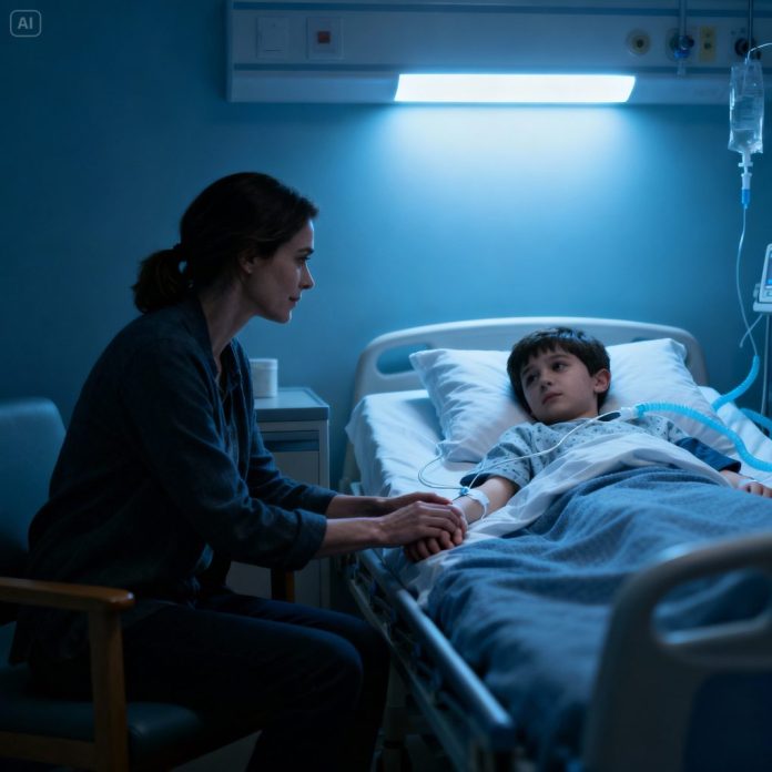 dreamina-2025-11-12-1050-A touching emotional hospital scene at n...