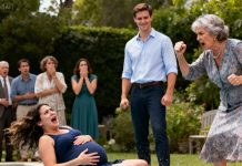 I’ll never forget that moment at my baby shower when I was eight months pregnant. My husband gave his mother the entire $10,000 I had been saving for the delivery. When I tried to stop him, he yelled, “Don’t you dare get in my way!” Then his wicked mother slammed her fist into my swollen belly so hard I toppled backward into the pool. As I sank beneath the water, clutching my stomach, my husband just stood there — laughing. Then, when I looked down at my belly, I froze… completely shocked by what I saw.