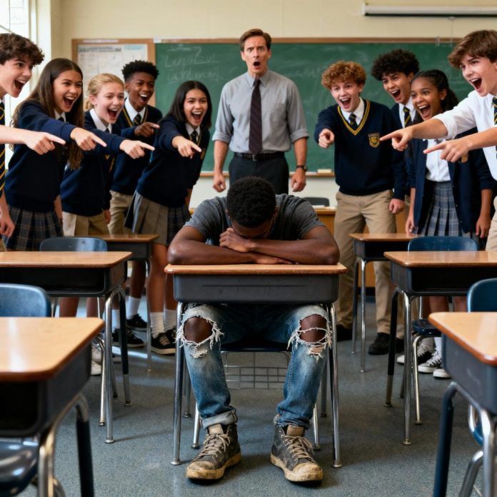 dreamina-2025-11-16-3485-A miserable black teenager sits alone at...