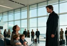 At the airport, a man froze when he spotted a woman clutching two terrified children — the same woman he had thrown out of his house five years ago. When one of the boys whispered, “Mom… is that the man who hurt you?”, the entire terminal went silent… and the man’s face turned the color of ash.