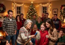 On Christmas Eve, my mother handed my daughter a filthy mop in front of twenty guests and my wife. “You eat here for free, so start cleaning,” she said with a triumphant smile. My sister’s daughter chimed in, “That’s exactly what you deserve, Sophia.” That night, we packed our bags and left. But what I did the very next day turned the entire family upside down…