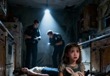 A 7-year-old girl called 911: “My dad and his friend are drunk… they’re hurting my mom again!” When officers arrived, they found the little girl trembling under the kitchen table. She pointed toward the bedroom. Police rushed in and discovered her mother lying motionless beside two intoxicated men. But when they searched the house, the officers uncovered a far darker secret that had been hidden for years…
