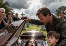 I had laid my wife to rest barely an hour when my 7-year-old son tugged my sleeve, whispering shakily, “Dad… Mom called me from inside the coffin.” I thought he was overwhelmed with grief, but the terror in his eyes made my heart sink. Without knowing why, I heard myself say, “Dig it up.” When the coffin lid swung open, everyone held their breath—because what we saw inside… changed everything.