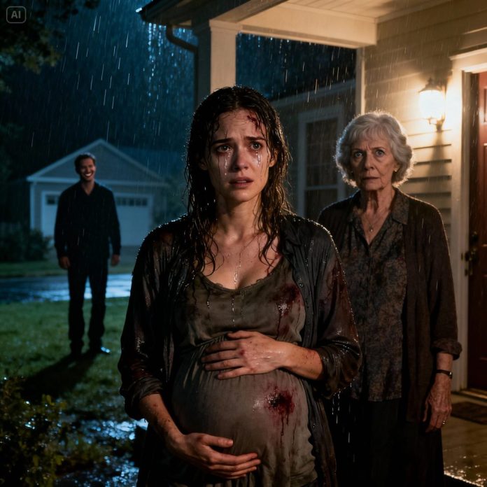 dreamina-2025-11-23-6348-A pregnant, wounded American woman stand...