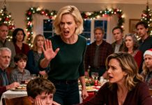 At Christmas dinner, my sister stood up and slapped my child across the face in front of the whole family. They all looked at me—waiting for me to shrink, apologize, and disappear like every other year. But this time… I sat up straight. No tears. No walking away. I opened my notebook and quietly wrote down every word they said, every glance they turned aside. My husband rested his hand on my shoulder, steady as steel. And when the undeniable truth finally came to light… my family realized something: they had just lost the control they thought they owned.