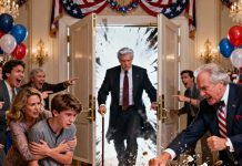 At my son’s seventeenth-birthday party, a wealthy relative let out a mocking laugh: “He’s just a charity case—he’s not even blood.” I pulled my son close and smiled. “You’re right. He is adopted. But…” At that moment, the banquet hall doors swung open. A silver-haired billionaire walked in, his cane striking the floor with firm, deliberate steps. He stopped in front of my son and spoke clearly: “Grandson… forgive me for being late. From today on, the entire empire is yours.” The room fell into absolute silence.