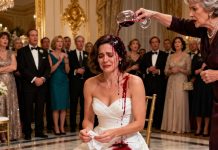 My mother-in-law flung a full glass of red wine across my white dress. “Useless woman! You’ve destroyed my son’s future!” she shouted as the room watched. I stayed seated, gently blotting the stain as though the whispers around us meant nothing. Then I lifted my head, my voice soft and steady. “You’re right. I never should have spent my own money saving your company six months ago.” I stood, buttoning my coat with calm precision. “Tomorrow morning, I’ll withdraw every dollar.” No one uttered a word. The room sank into a heavy silence—while my mother-in-law’s face drained of all color.