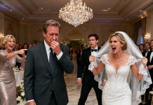 In the middle of the lavish wedding, the groom’s mother pointed at me and burst out laughing. “Look at him! A pitiful man who can’t even afford a proper dowry gift!” The groom only smirked, silent but agreeing. My throat tightened, my eyes stung—but before I could speak, my daughter tore off her wedding veil. Her voice trembled, yet it was firm. “I’m done. I’m not marrying into this family. Dad… let’s go home.” The entire hall fell silent. The groom stood frozen, his face draining of color… then slowly turned to his mother, realizing in horror that he had just lost the most precious thing in his life because of her.