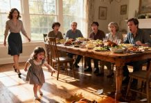 During our Thanksgiving dinner, everything was warm and cheerful—until my five-year-old daughter suddenly screamed, ran to the table, and threw the entire turkey onto the floor. The whole room froze. I knelt down beside her, trying to stay calm, and asked, “Sweetheart… why did you do that?” She was panting, wide-eyed, holding her little hands up as if she had just saved the world. “Because I saved everyone!” she said, trembling. No one understood what she meant… not until she tugged on my sleeve, leaned in close, and whispered something that made the entire room fall silent.