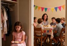 At dinner with my son’s family, my little granddaughter sweetly handed me a piece of bread. I smiled—until I noticed the tiny streak of ketchup on it spelling the letters SOS. My blood ran cold. Pretending to be clumsy, I dropped the bread onto my clothes and gently pulled her with me to “clean up.” The moment the door closed, she whispered, trembling, “Grandma… I just saved you…”