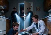 I grabbed the wrist of the eight-year-old boy when I saw him trying to slip the medicine bottle into his pocket. My boss shouted, “Thief! Call the police!” The boy dropped to his knees, tears streaming down his face: “Please… my mom can’t take it anymore… she can’t breathe…” When the police broke down the door of the shabby apartment, the scene inside left everyone speechless: his mother was curled up on the cold tile floor, lips turning purple. The boy rushed to her, holding her tightly, sobbing in a voice so small it hurt to hear. And when they learned the boy had run nearly three kilometers to find medicine for her, one by one… every person there cried.