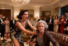 At their million-dollar housewarming party, my daughter-in-law shoved me off the couch and said with disdain, “We only invited you out of courtesy. Don’t linger — and don’t make things uncomfortable.” I just smiled and rose to my feet. “Enjoy it while it lasts,” I said gently, “because nothing stays with anyone forever.” She laughed out loud — but two weeks later, she understood perfectly what I meant.