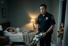 The 911 call came in, a six-year-old girl sobbing: “My dad… and his friend… they’re hurting my mom again. Please hurry.” When officers arrived, they found the little girl curled under the table, clutching her stuffed bear. She pointed toward the bedroom, her lips trembling. “Mom… is in there.” Inside, her mother lay motionless while two drunken men were on the floor. But what froze the officers wasn’t the scene itself—it was what they discovered inside the closet… a clue that unlocked a dark secret the family had been hiding for years.