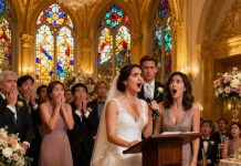 Ten minutes before the wedding, I heard my future mother-in-law speaking loudly in the hallway: “Has that stupid girl signed the prenup yet? Once the wedding’s over, her Black Card will be mine.” Jack laughed. “Brandon says she isn’t a wife… she’s a golden goose.” At that moment, the sweet bride in me died — and the CEO inside me woke up. I immediately hit record. Ten minutes later, as I walked into the ceremony, I picked up the microphone and said, “Before I say ‘I do’… I’d like to share something my future mother-in-law just taught me in the bathroom.” The entire room froze.