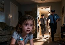 A six-year-old girl called 911 and whispered, “My hand… it won’t work anymore. It hurts so bad, but I can’t stop.” When officers forced the door open, her mother was lying unconscious on the floor. Kneeling beside her, the girl was shaking, her small fingers wrapped tightly around the asthma inhaler she had been pressing over and over—desperately trying to save the only person she had in her world.