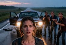 They thought it was funny. My husband and his brothers dumped me on a deserted road, three hundred miles from home, laughing until they choked and yelling, “Good luck!” I stood there alone in the rain and freezing wind… and decided I would never go back. Five years later, he found me. He walked toward me with a smug smile, convinced I was still the woman he once left behind. But the moment he saw the man standing behind me—his smile disappeared. His face turned pale. “Since when… did you know him…?” Because that man was the one he never had the courage to face.