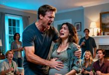 A husband insulted and beat his pregnant wife in front of his friends to show off — but her act of revenge left everyone speechless..
