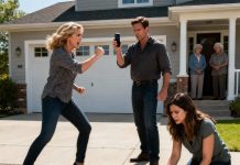 At my parents’ house, my six-year-old daughter was playing happily in the yard when a deafening crash shattered the air. I rushed outside — and froze. My sister had nearly run her over. She leapt out of the car, furious, dragging my unconscious little girl off the road and screaming, “Keep your filthy kid away from my car! Look what she’s done!” I ran toward them, desperate, but before I could reach my daughter, my parents hurried to comfort my sister. “What’s wrong, sweetheart? Why are you crying?” my dad asked gently, while my mom shot me a look filled with disgust. “Look at the mess your daughter caused. Get out of here.” My sister, shaking with rage, came at me, hand raised. But before she could hit me, my husband burst out of the house — and when he saw what had happened to our little girl, what he did next left everyone completely stunned.