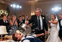 At my older sister’s wedding, my parents demanded that I give her the house worth $450,000 that I had built entirely with my own hard-earned money. When I firmly refused, my father flew into a rage. He grabbed a metal cake stand and struck me on the head so hard that I fell, slammed into the table, and was seriously injured. But suddenly, my sister’s fiancé revealed a shocking truth that completely shattered my parents’ world…