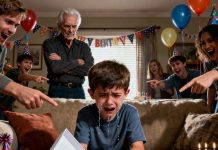 On my son’s birthday, my father handed him an iPhone box — but inside was just a rock. He smirked and said, “Only good kids get real gifts.” The room erupted in mocking laughter while my son’s face fell, his eyes brimming with tears. But thirty minutes later, the laughter died instantly when I revealed his secret.