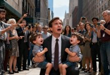 He halted when the homeless woman collapsed at the curb. But what shattered the billionaire wasn’t the fall— it was the two twins sobbing beside her. The eyes, the nose, the dimples— a mirror of his own face. He stepped forward, voice barely a breath. “Who… are you?” One little boy looked up, trembling. “Sir… are you our dad?” His heart twisted violently— and from that moment on, his life took a turn he could never have imagined.