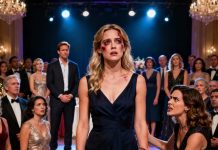 At our 10th anniversary party, I stood before everyone with a bruised eye. The room fell silent instantly. My husband proudly said, “That’s from my sisters… they taught her to show respect.” His sisters laughed with pride… Then my twin sister stepped up to my husband—and did something that left all of them stunned…