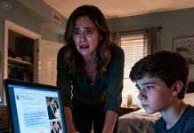 I found two plane tickets in my husband’s coat. My thirteen-year-old son glanced at them and said casually, “Mom, those tickets are for Dad and Aunt Vanessa.” I froze. I asked him how he knew. He just smiled… the kind of smile that made my heart tighten. “I have a surprise for you, Mom.” And when he opened his laptop… that surprise made me gasp for air, my knees nearly giving out…