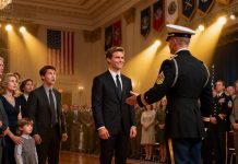 My brother laughed in my face, insisting I wasn’t even important enough to be on the guest list. But the moment the general turned, his voice boomed across the room: “Admiral Hayes — front row.” The entire family froze as every eye swung toward me. And when my brother’s hand began to tremble, I knew the truth had finally hit harder than any words ever could…