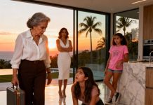 Después de cinco años fuera, regresé de Nueva York para sorprender a mi hija… pero en el momento en que la encontré arrodillada en el suelo de la cocina de mi casa en Los Ángeles, mientras mi suegra decía “simplemente es buena limpiando”, todo cambió, y lo que hice después dejó a toda la familia sin palabras.