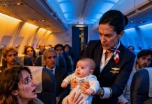 Llevaba a mi bebé de tres meses en un vuelo de regreso a casa para reunirme con mi esposo cuando la azafata anunció que el avión tenía exceso de capacidad. Toda la cabina quedó en silencio, hasta que mi bebé empezó a llorar. “Tu hijo hace mucho ruido”, espetó. “Tienes que bajar del avión”. Antes de que pudiera reaccionar, me arrancó a mi bebé de los brazos y me obligó a bajar del avión. Estaba temblando, solo pude hacer una llamada: “Vuelo 302… regrese”. Cinco minutos después…