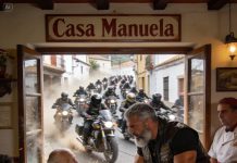 “Un motociclista intentó intimidar a un veterano de 81 años en un pequeño restaurante del pueblo… pero minutos después, el rugido de decenas de motores hizo temblar las ventanas y cambió todo