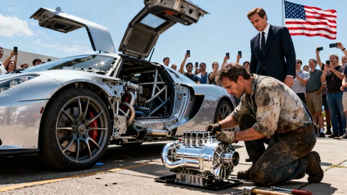 dreamina-2025-12-07-8811-Sleek silver supercar half-disassembled ...