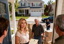 The morning after my soldier husband’s funeral, I came home to find my in-laws replacing the locks. “ONLY BLOOD FAMILY. YOUR TIME HERE IS DONE!” his father said, his voice ice-cold. I stood there while they loaded my things into boxes, then stared directly into his eyes and said: “YOU’RE FORGETTING ONE THING…”