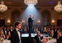 At my dad’s prestigious medical gala, he introduced me to 320 guests as ‘my son who teaches kindergarten — basically a babysitter.’ Laughter filled the room while he smirked proudly. But before I could walk away, the President of the Harper Foundation took the microphone and said, ‘Interesting introduction, Dr. Brooks… now let me tell everyone who your son REALLY is.’ The entire ballroom fell silent.