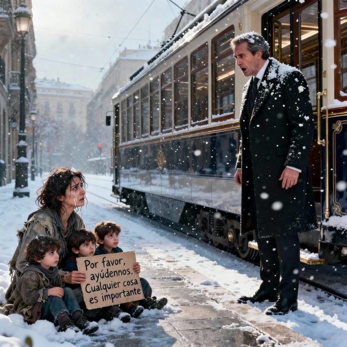 dreamina-2025-12-08-9495-Una escena callejera invernal surrealist...