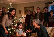 On Christmas, my mother-in-law looked at my 6-year-old daughter and said, “Children born from your mother’s cheating don’t get to call me Grandma,” right after rejecting the handmade gift my little girl had proudly created for her. Then my son stood up and said something — and the entire room fell completely silent…