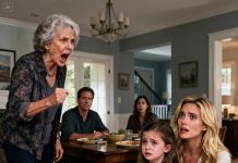 Before dinner, my mother-in-law choked on a fish bone but still screamed at my 7-year-old daughter: “You’re bad luck! You’re not having dinner! Go to bed now!” My husband said nothing. I just smiled and replied, “We’re not eating. Thank you.” My mother-in-law growled, “Stop acting up. You two freeloaders should be grateful.” I didn’t shed a tear. I went upstairs, grabbed a piece of paper, came back down, and said, “All of you need to get out of my house right now before I call the police.” They froze, every face turning white…