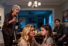 Before family dinner, my mother-in-law choked on a fish bone but started yelling at my 7-year-old daughter: “You unlucky brat! You’re not eating dinner! Go to bed now!” My husband stayed silent. I simply smiled and said, “We won’t be eating. Thank you.” My mother-in-law snapped, “Don’t be dramatic. You two freeloaders should be grateful.” I didn’t cry. I went upstairs, picked up a document, came back down, and said, “Right now, all of you get out of my house before I call the police.” Everyone fell silent, their faces turning pale…